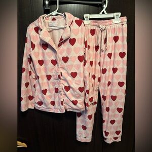 SweetHoney sz 10 valentine heart button down pajamas